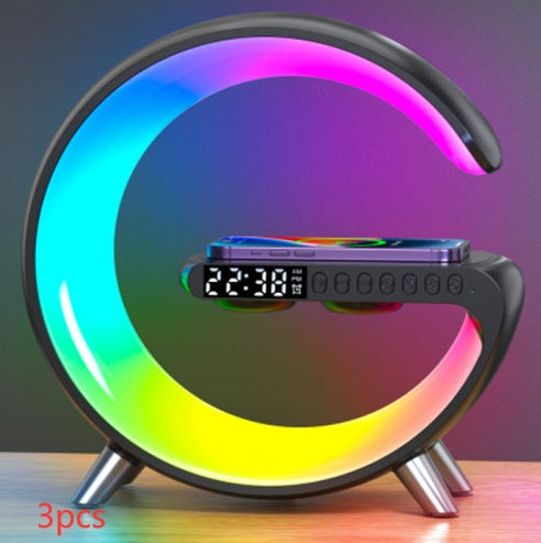 CJ New Intelligent G Shaped LED Lamp Bluetooth Speake Wireless Charger Atmosphere Lamp App Control For Bedroom Home Decor