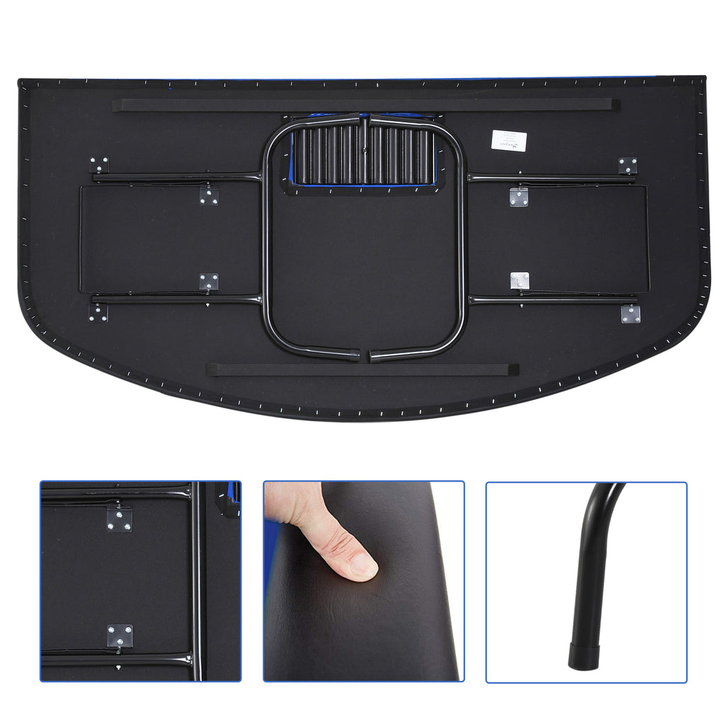 CJ Poker Table Foldable, 72" Blackjack Table for 7 Players with Chip & Cup Holder, Blue Felt