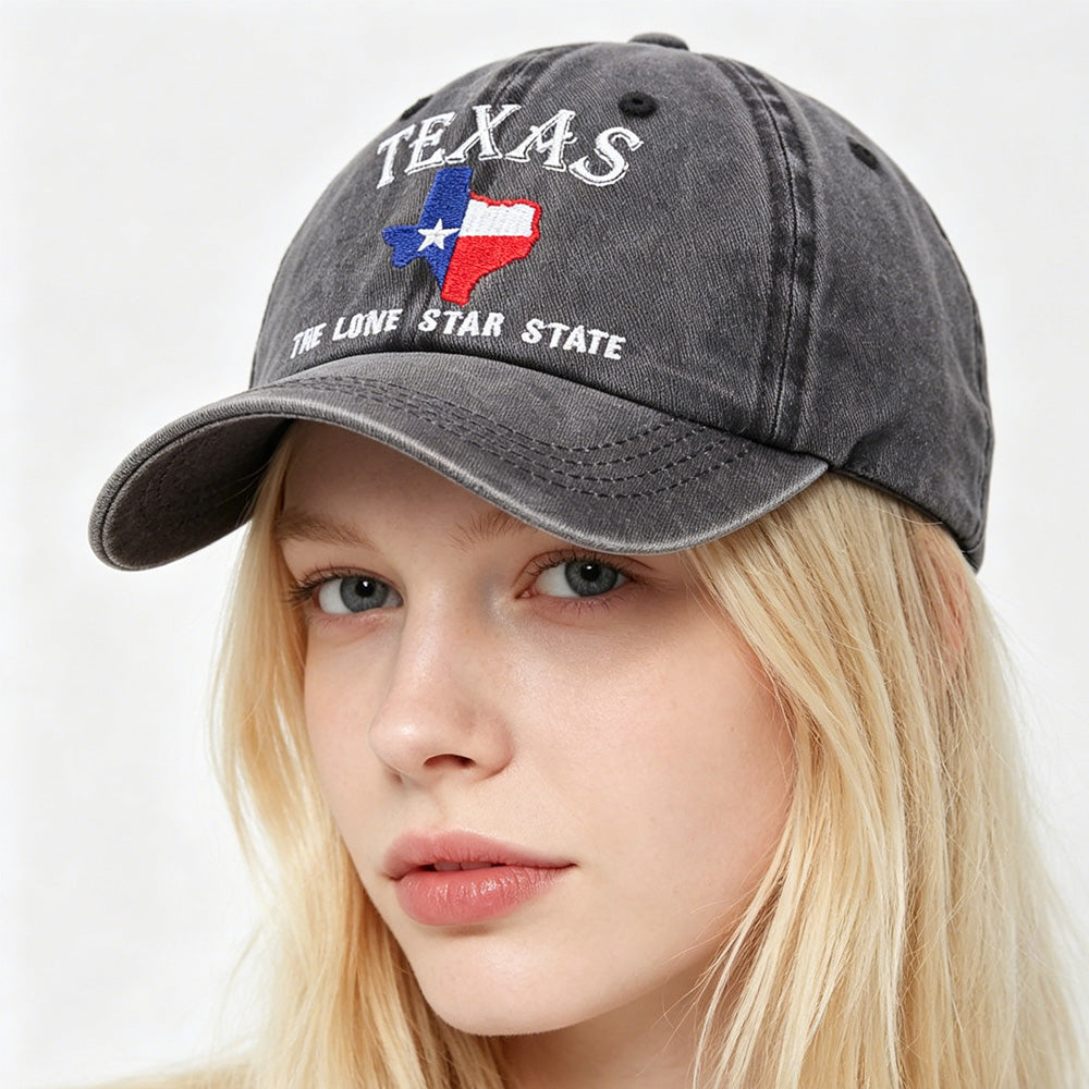 Texas The Lone Star State Embroidered Vintage Washed Baseball Cap - Adjustable Cotton Hat For Men Women