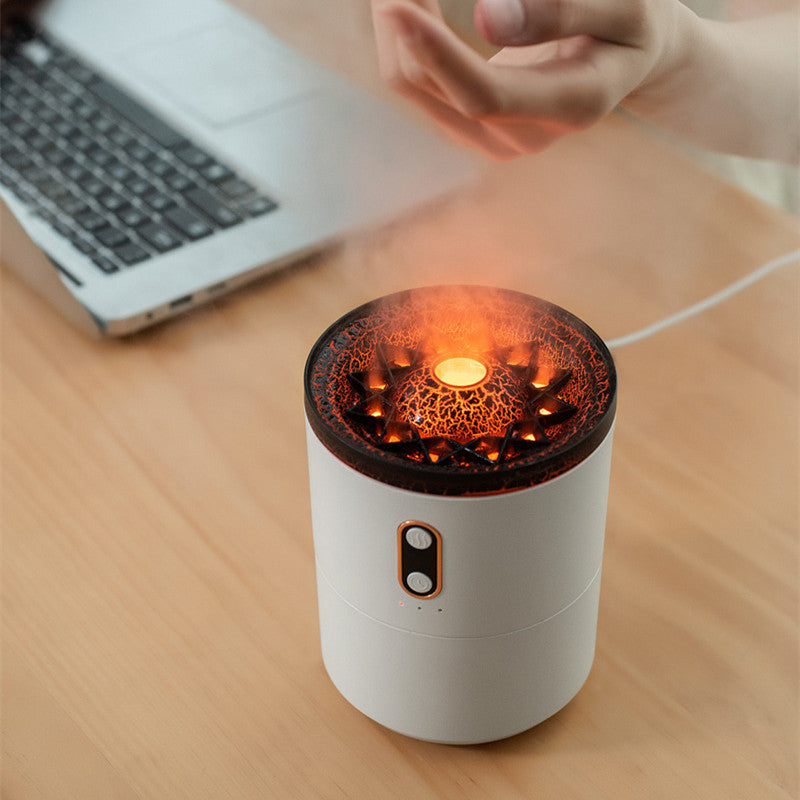 CJ Volcanic Flame Aroma Essential Oil Diffuser USB Portable Jellyfish Air Humidifier Night Light Lamp Fragrance Humidifier