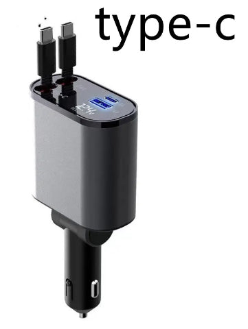 CJ Metal Car Charger 100W Super Fast Charging Car Cigarette Lighter USB And TYPE-C Adapter