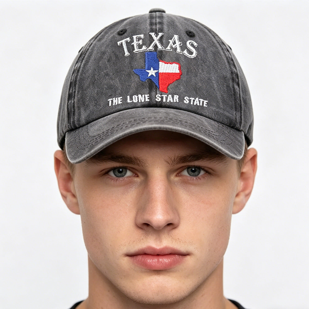 Texas The Lone Star State Embroidered Vintage Washed Baseball Cap - Adjustable Cotton Hat For Men Women