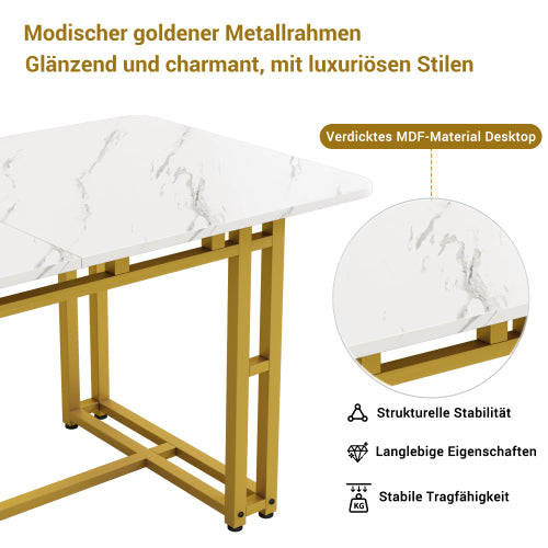 CJ Metal Frame Rectangular Dining Table Modern Kitchen Table
