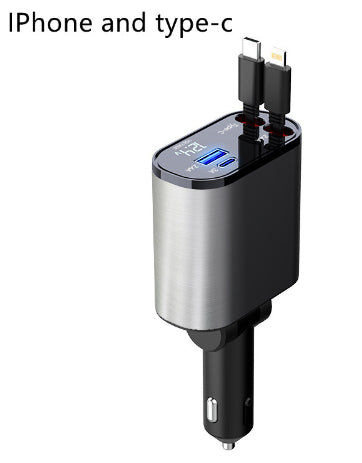 CJ Metal Car Charger 100W Super Fast Charging Car Cigarette Lighter USB And TYPE-C Adapter