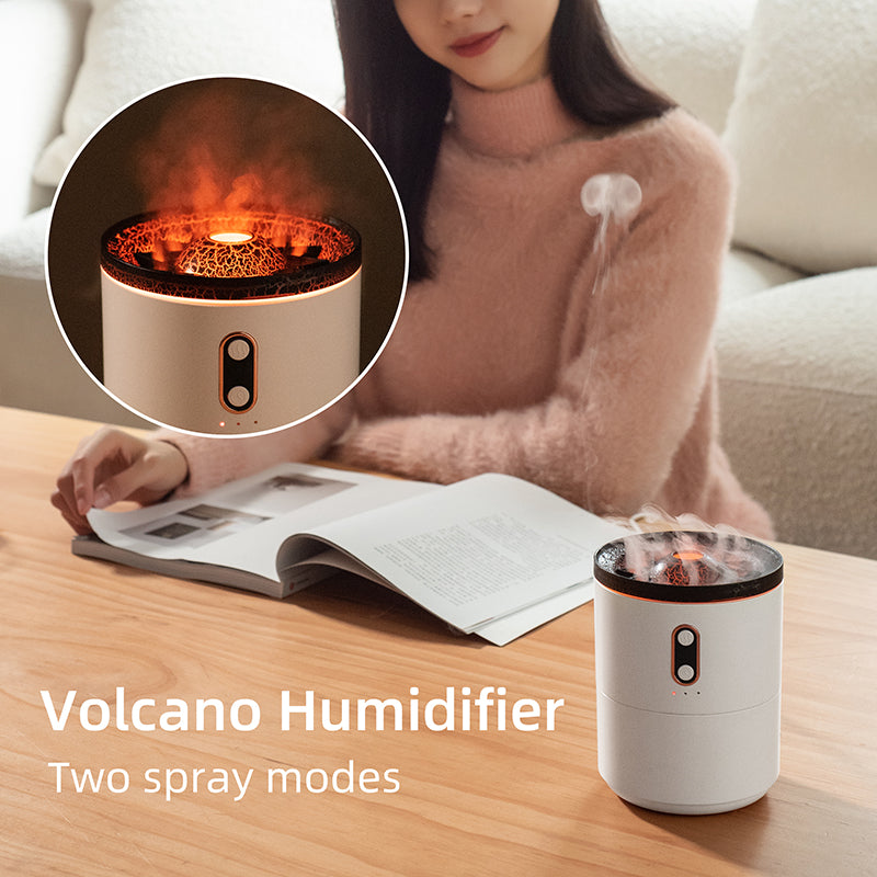 CJ Volcanic Flame Aroma Essential Oil Diffuser USB Portable Jellyfish Air Humidifier Night Light Lamp Fragrance Humidifier