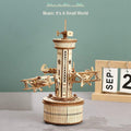 CJ Robotime Rokr 3D Wooden Puzzles For Adults DIY Musical Box Model Kit To Build Self-Assembly Building Kit Airplane- Control Tower