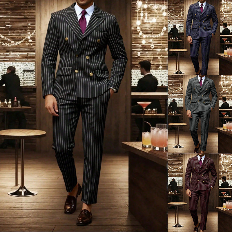 CJ Mens Striped Business Suit Set