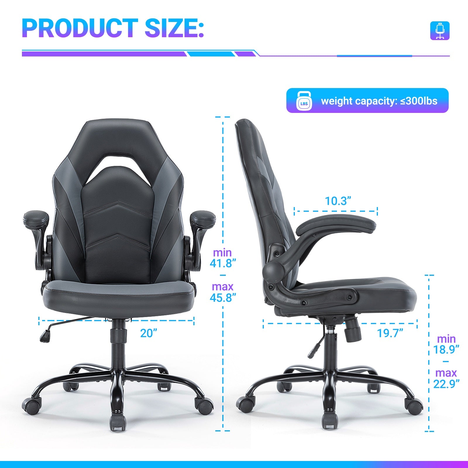 CJ PU Leather Ergonomic Office Chair Swivel Computer Gaming Chair With Lumbar Support