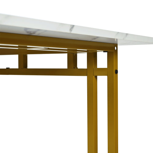 CJ Metal Frame Rectangular Dining Table Modern Kitchen Table