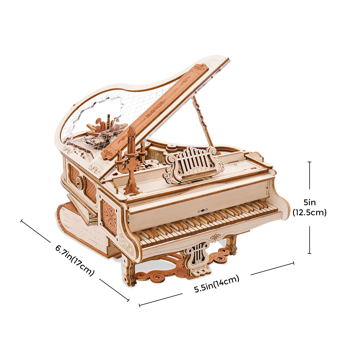 CJ Robotime 223pcs 3D Wooden Puzzle Magic Piano Mechanical Music Box Toy Gift Desk Gift For Men Women Hobby AMK81