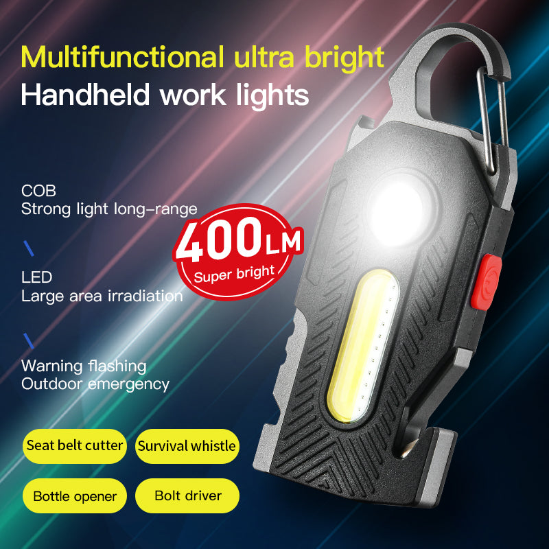 CJ Multifunctional Charging Emergency Light Convenient Keychain Work Light COB High Brightness Maintenance Light Outdoor Camping LED Light