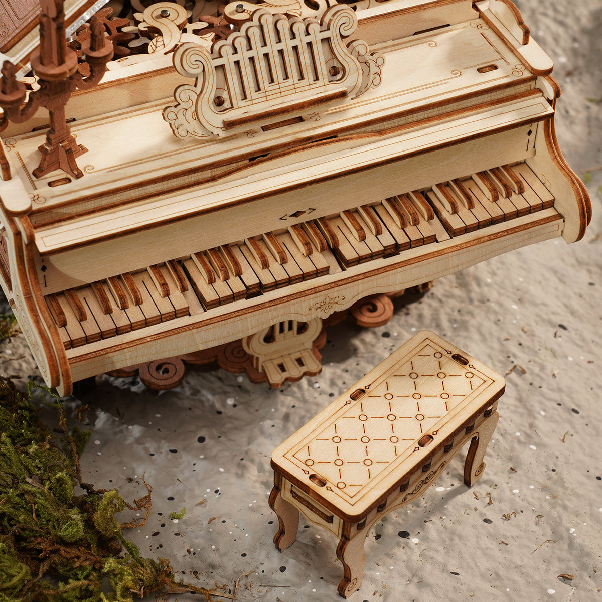 CJ Robotime 223pcs 3D Wooden Puzzle Magic Piano Mechanical Music Box Toy Gift Desk Gift For Men Women Hobby AMK81