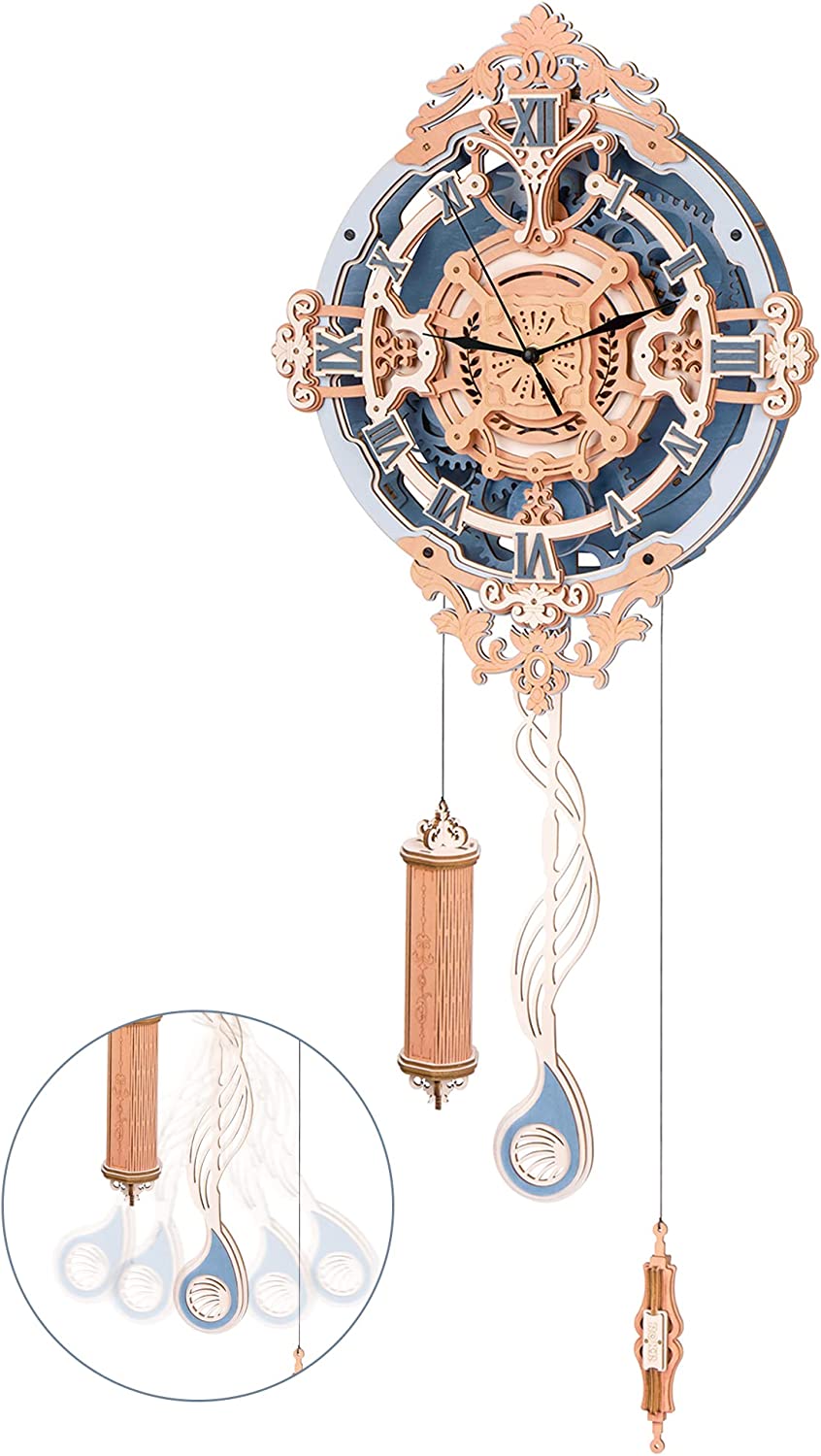 CJ Robotime ROKR 3D Wooden Puzzle Time Art Romantic Notes Wall Clock Model Toys For Children Kids - LC701