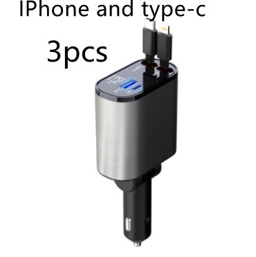 CJ Metal Car Charger 100W Super Fast Charging Car Cigarette Lighter USB And TYPE-C Adapter