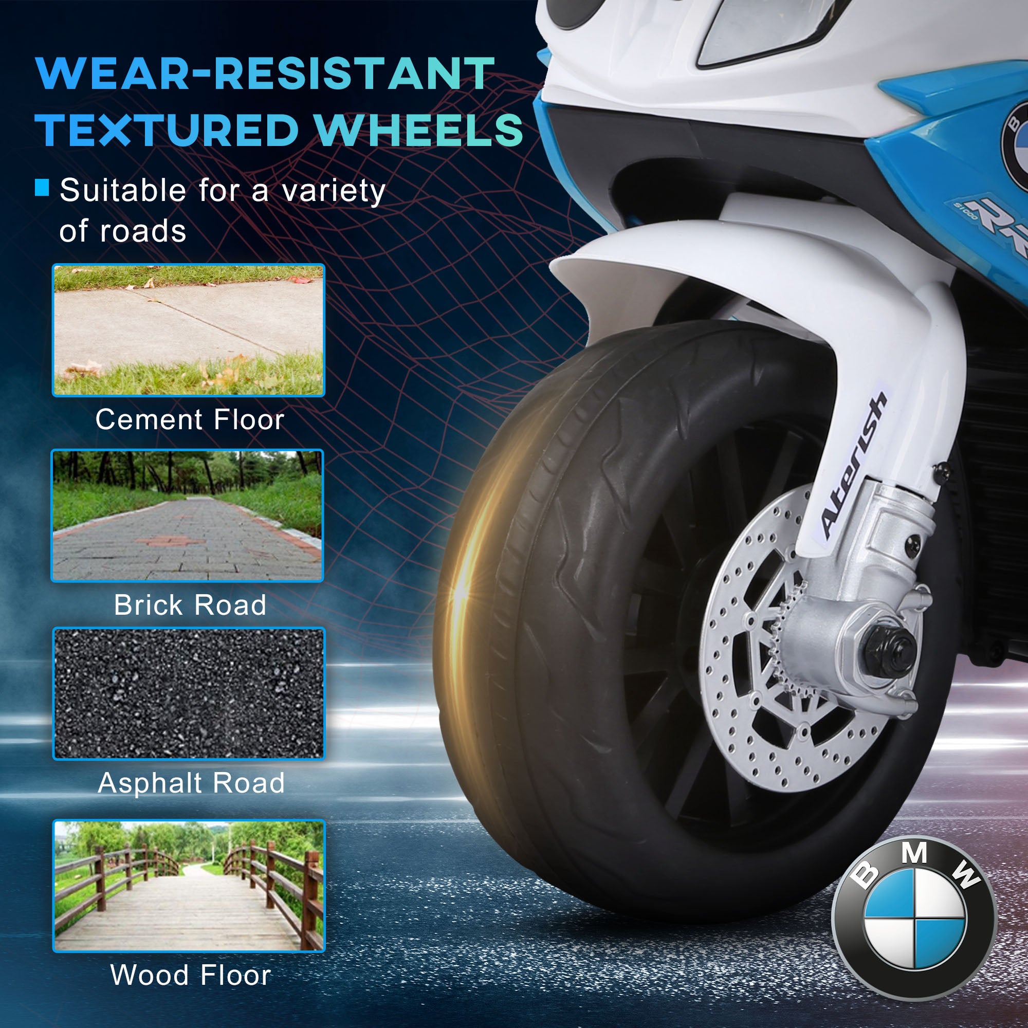 CJ  6V 3 Wheeled Electric Motorcycle, Kids Motorcycle Licensed BMW with Headlight, Music, Blue