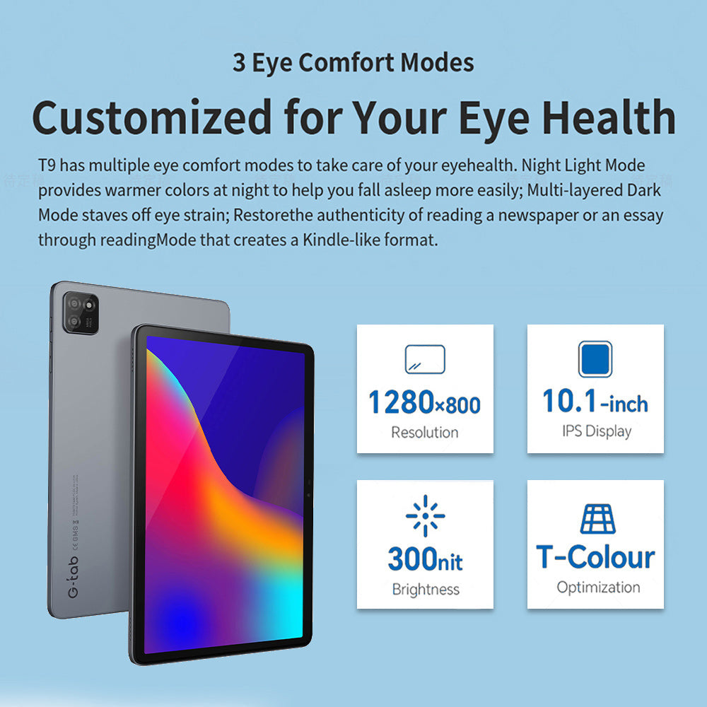 CJ G-tab T9 Rockchip RK3562 Quad Core 3GB 3GB RAM 64GB ROM 10.1 Inch Android 14 Tablet PC  Grey