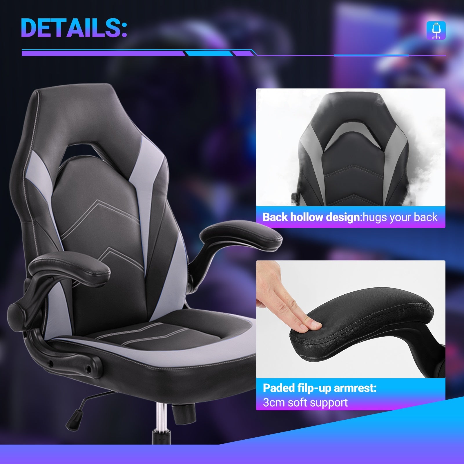 CJ PU Leather Ergonomic Office Chair Swivel Computer Gaming Chair With Lumbar Support