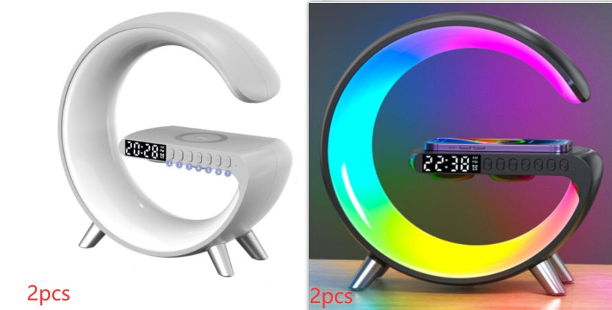 CJ New Intelligent G Shaped LED Lamp Bluetooth Speake Wireless Charger Atmosphere Lamp App Control For Bedroom Home Decor