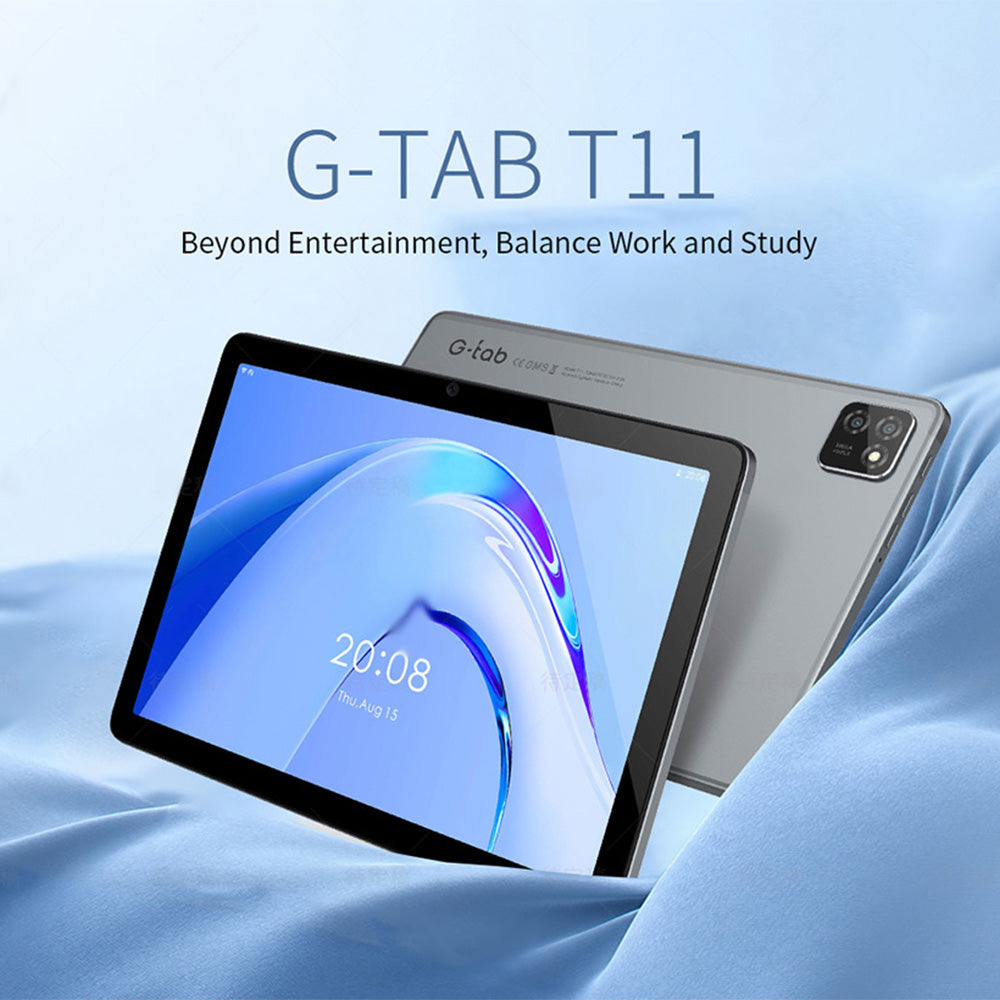 CJ  G-tab T11 Android 14 Tablet 10.1 Inch 1280&800 IPS Screen Unisoc T606 8 Core Max 1.6GHz 8GB RAM 4GB&4GB Expansion128GB ROM 2.4&5GHz WiFi Bluetooth 5.0 6580mAh Battery 8MP&13MP Camera Dual 4G