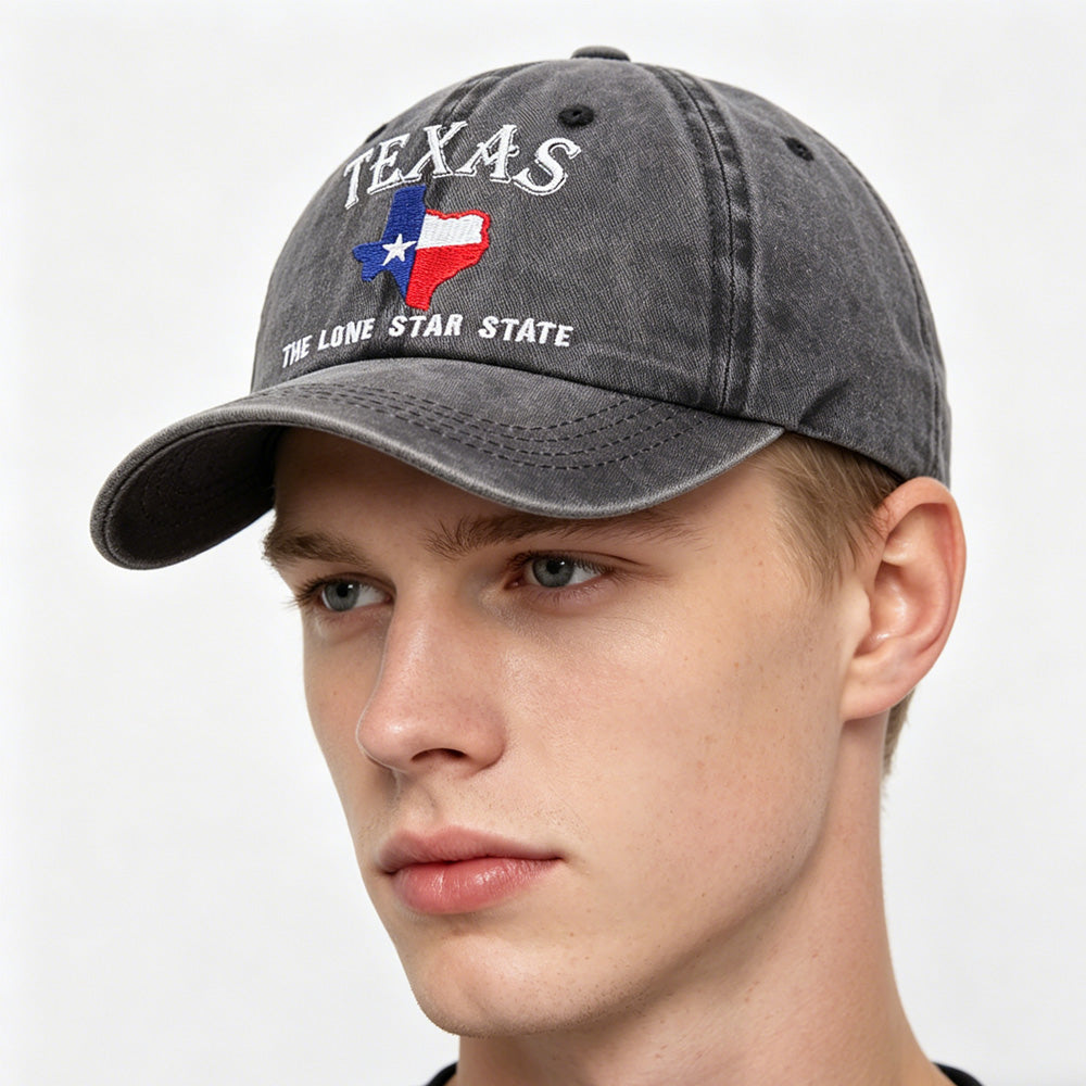 Texas The Lone Star State Embroidered Vintage Washed Baseball Cap - Adjustable Cotton Hat For Men Women