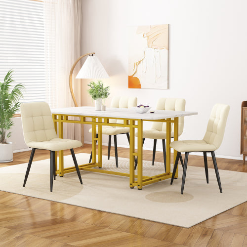 CJ Metal Frame Rectangular Dining Table Modern Kitchen Table