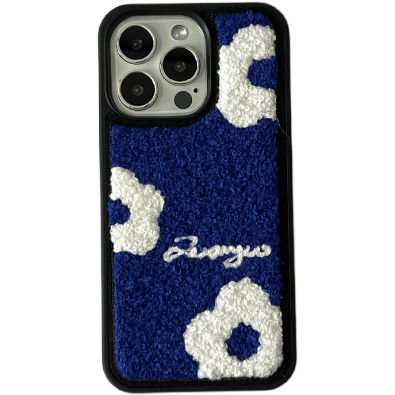 CJ Klein Blue Flower Plush Phone Case