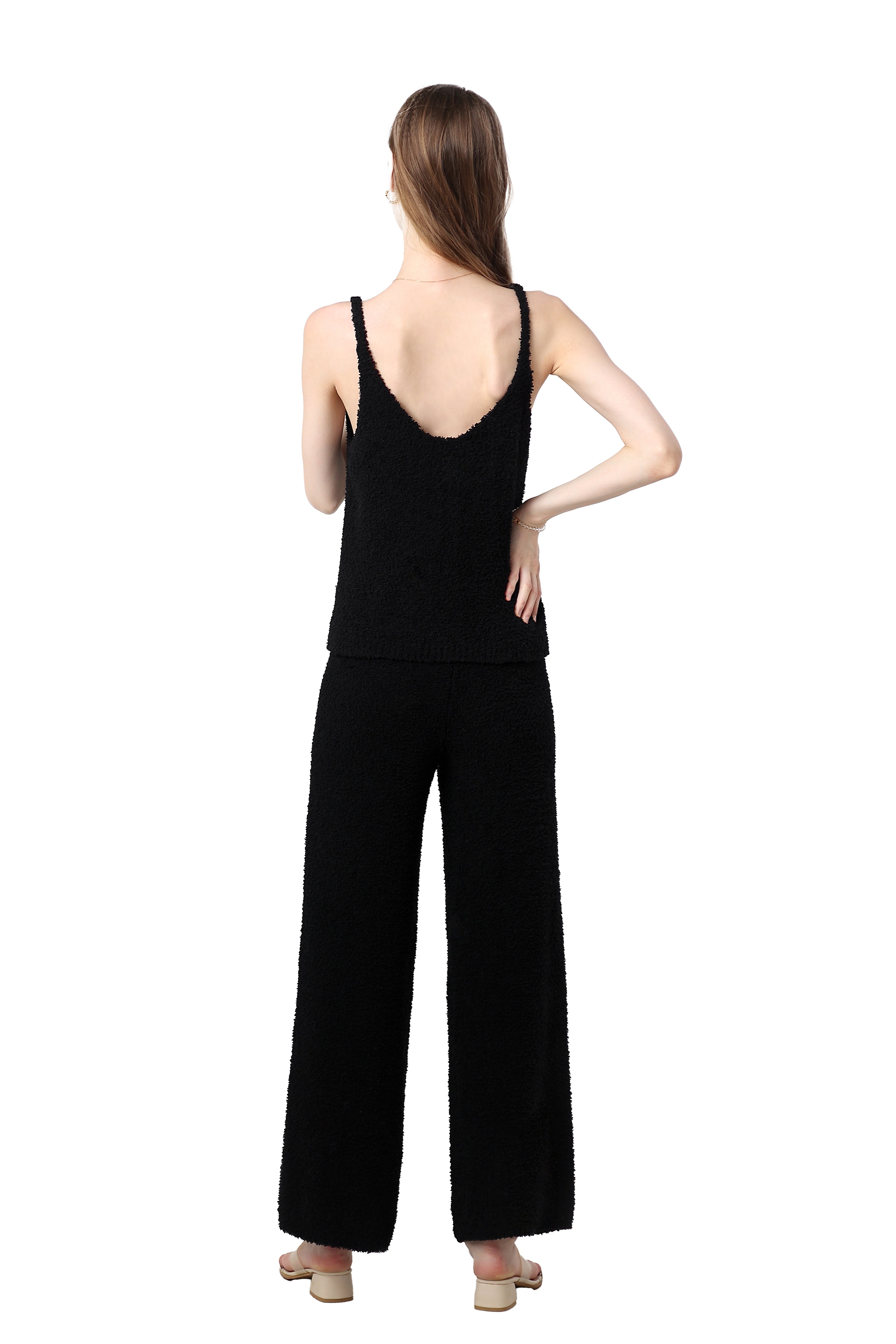 Women's Plush Two-piece Sportswear - Ultra-short Top, Blouse, Wide-leg Pants, Lazy Home Wear Set
