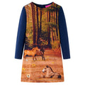 Children's dress with long sleeves, navy blue, size 104. Children's dress with