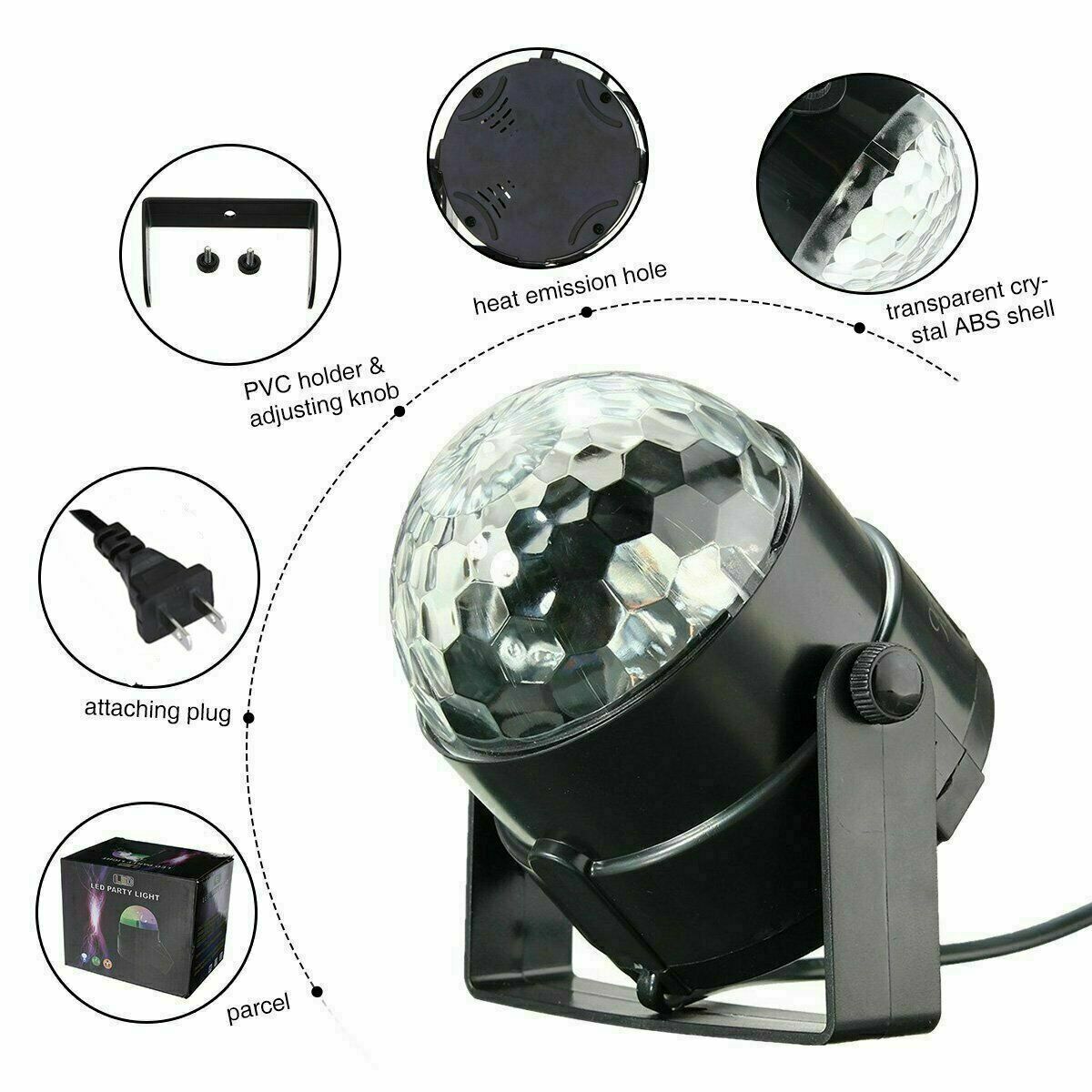 CJ Disco Party Lights Strobe LED DJ Ball Sound Activated Bulb Dance Lamp Decoration