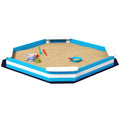 Kids Sandbox with 4 Corner Seats, Bottom Liner for Backyard, Garden, Outdoor, 52" x 52" x 6", Blue
