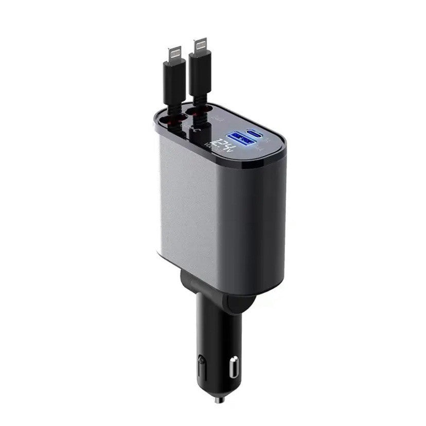 CJ Metal Car Charger 100W Super Fast Charging Car Cigarette Lighter USB And TYPE-C Adapter