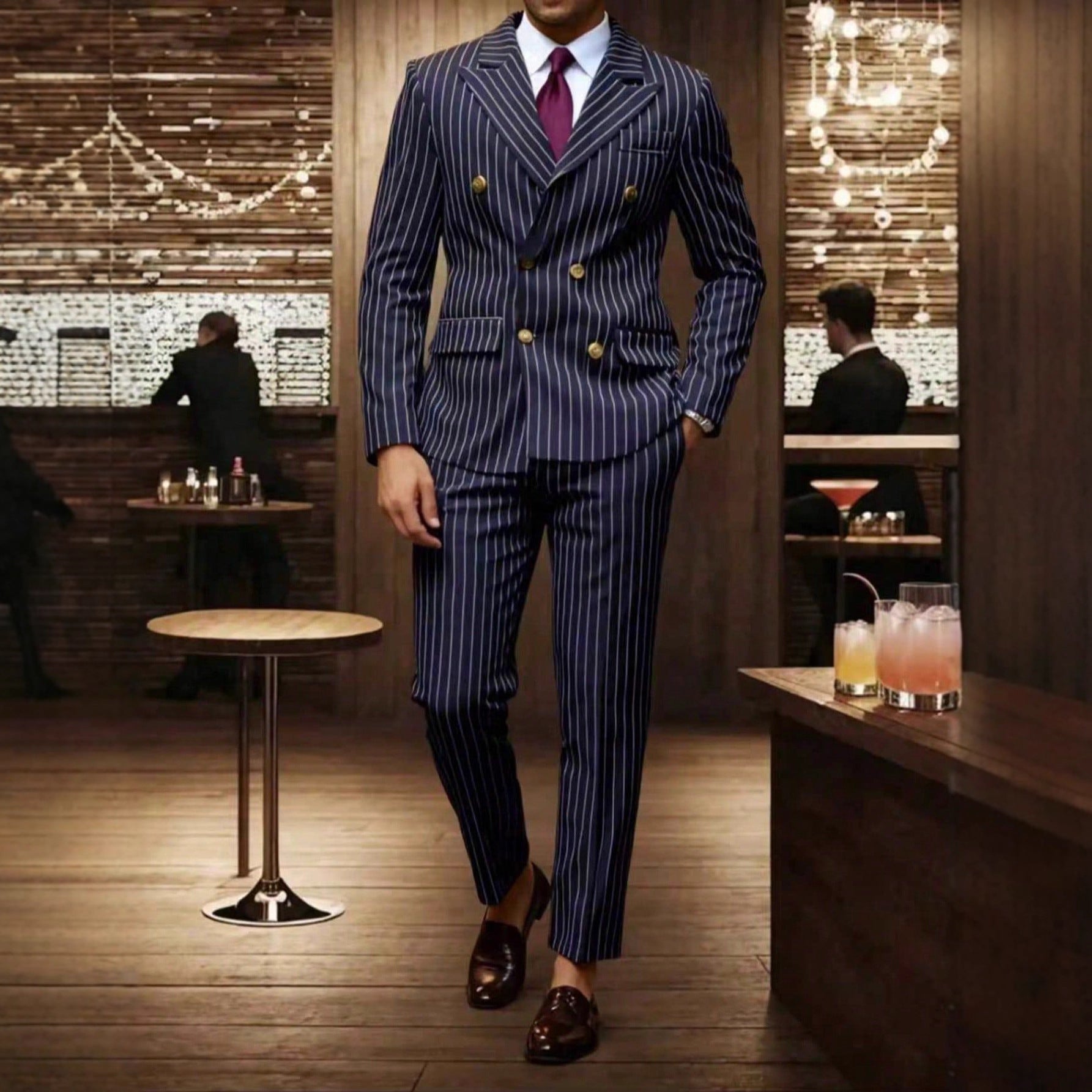 CJ Mens Striped Business Suit Set