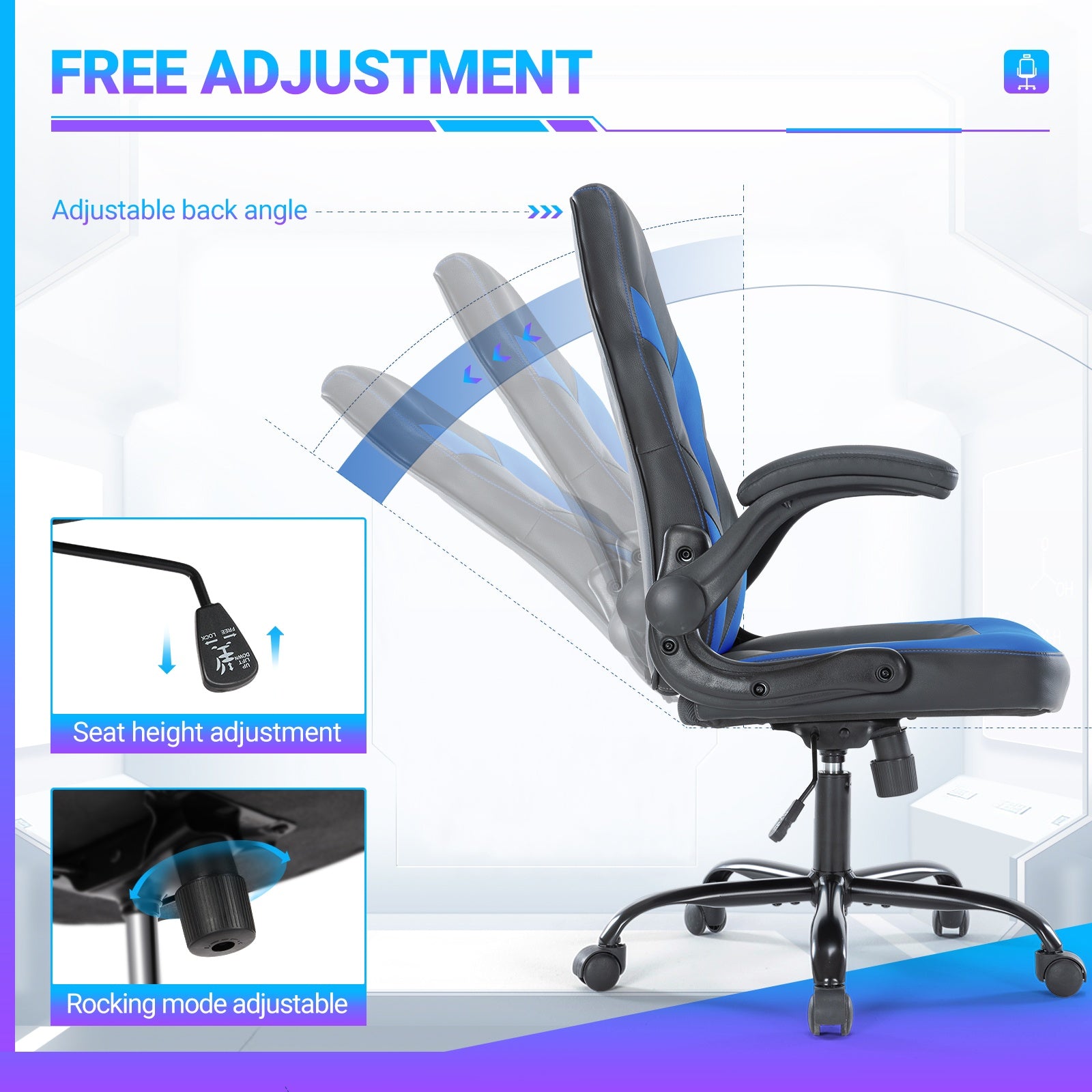 CJ PU Leather Ergonomic Office Chair Swivel Computer Gaming Chair With Lumbar Support