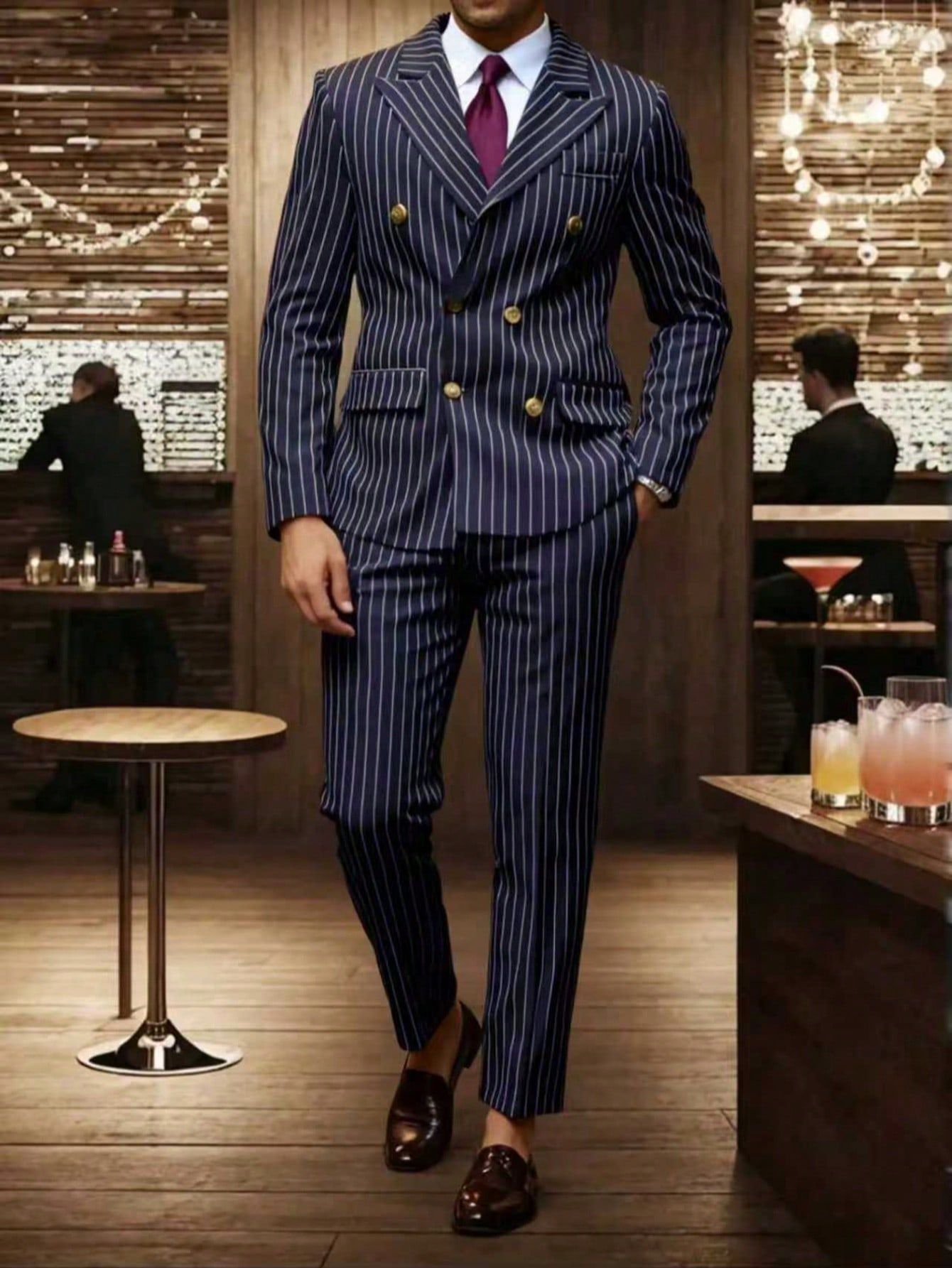 CJ Mens Striped Business Suit Set