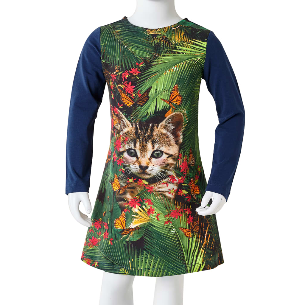 Children's dress with long sleeves, navy blue, size 116. Children's dress with