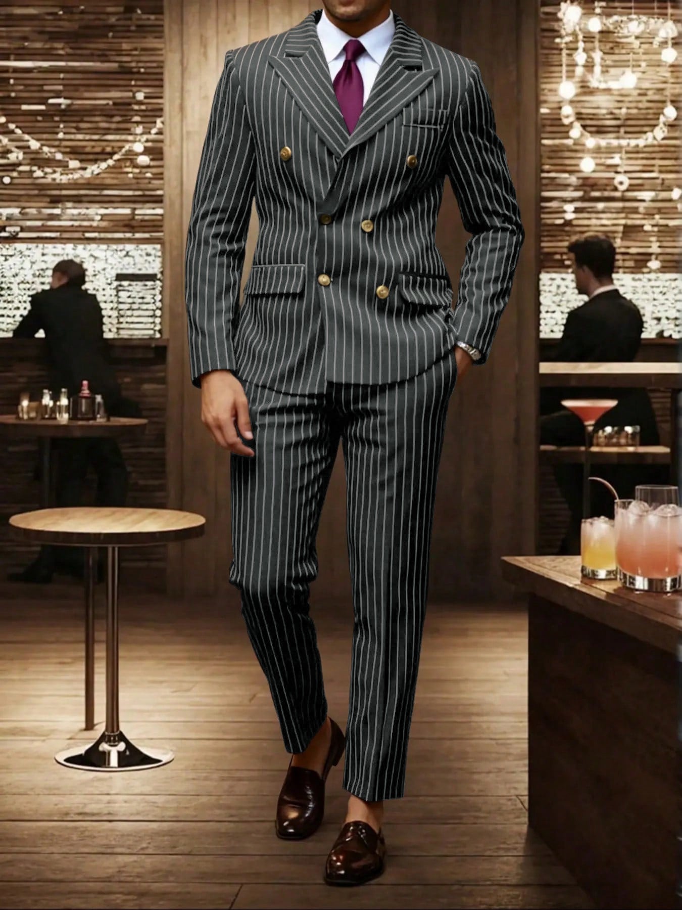 CJ Mens Striped Business Suit Set