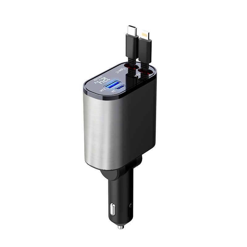 CJ Metal Car Charger 100W Super Fast Charging Car Cigarette Lighter USB And TYPE-C Adapter