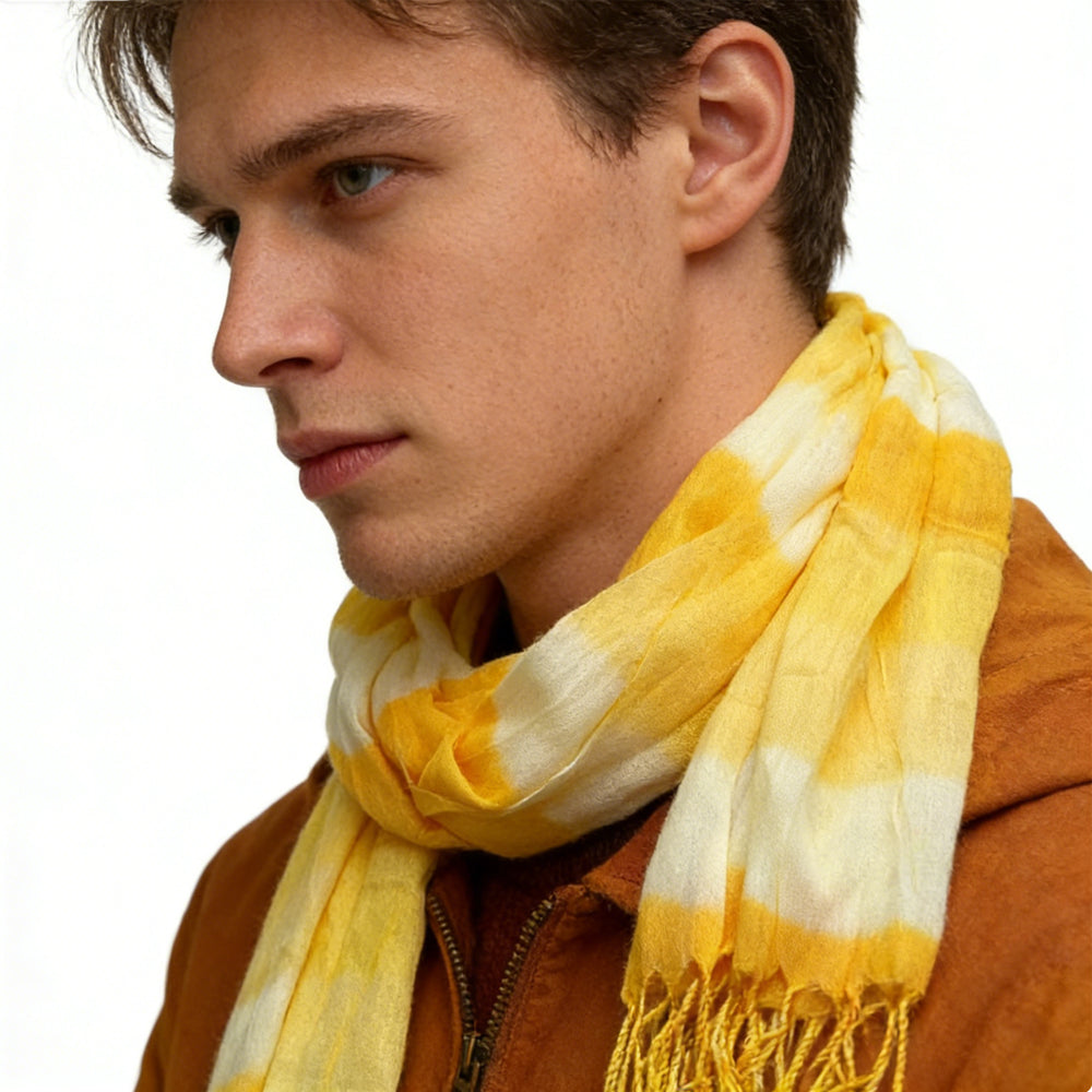 CJ 2pcs Sunshine Boho Scarf,Sunny Yellow Floral Pattern Printed Scarf