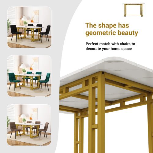 CJ Metal Frame Rectangular Dining Table Modern Kitchen Table