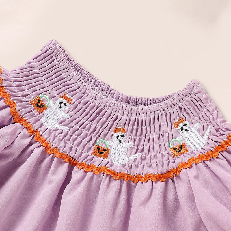 CJ Infant Baby Girls Halloween Dress Ghost Embroidery Dress With Headband Party Costume Dresses